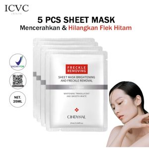 CINDYNAL - BUNDLE 5 PCS Masker Wajah Anti Aging  Hitam & Cerahkan Kulit Kusam / Sheet Mask Brightening  Niacinamide Skin Care Glowing