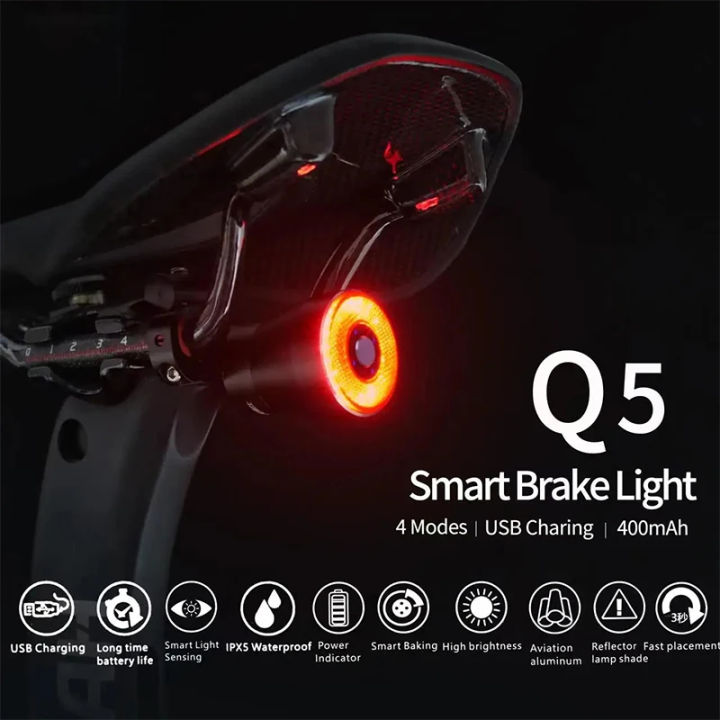 Bicycle Smart Auto Brake Sensing Light IPx6 Waterproof LED Charging ...