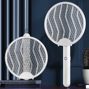 GetGadget⚙ Foldable Electric Mosquito Racket 4 in 1 Folding Electric Mosquito Swatter with LED Standable Rechargeable Mosquito killer Portable 4 in 1 raket nyamuk elektrik 電蚊拍 滅蚊燈 三合一