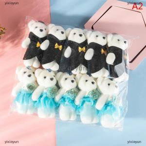 [COD] yixiayun 10PCS Couple Models Bear Flower Bouquet Cartoon Dolls Wedding Decoration Gifts