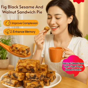 Fig Black Sesame Walnut Sandwich Biscuit Healthy Snack Pack Natural Sweetness High Fiber Plant-Based Protein