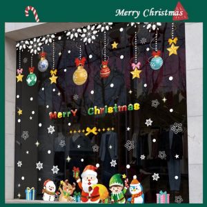COMBO-Decal trang trí NOEL HÍT TĨNH ĐIỆN - Rèm Chuông Ông Gia Noel và Những Người Bạn Phát Quà (2 Tấm) -CDN76