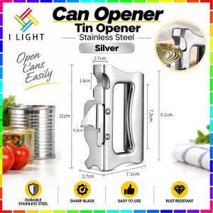 (Fast Delivery)Can Opener Heavy Duty Stainless Steel Tin Opener Manual Safety Side Cut Jar Opener