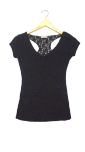 Áo thun ôm body Daniel cổ tim lưng sau kết hợp lưới 148