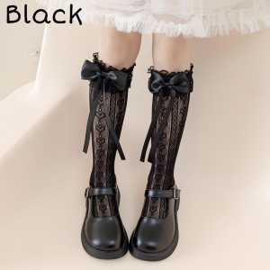KAOS KAKI ANAK KOREAN STYLE LONG SOCKS SELUTUT MESH LACE RENDA RIBBON