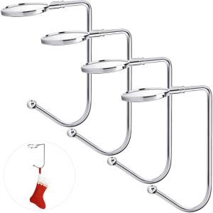 MEZCJ Home Festive Buckle Storage Organizer Zinc Alloy Stockings Clip Mantel Hooks Christmas Stocking Holders Hanger