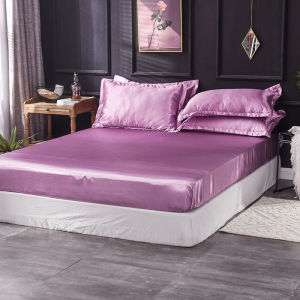 Satin Silk Bedsheet Mattress Protector Machine Washable Dust Resistant Fully Wrapped Anti-Slip Bed Cover