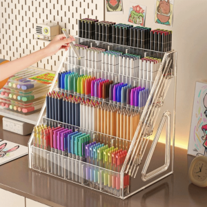 MMLUCK 3/4/5 lớp Giá đỡ bút chì màu nước Acrylic Dung lượng lớn Bộ tổ chức trưng bày sơn móng tay Giá đỡ mỹ phẩm Tiết kiệm không gian Hộp đựng bút đánh dấu Cửa hàng văn phòng phẩm