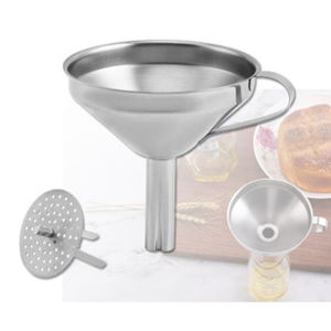 Stainless Steel Kitchen Funnel Food Grade Metal Funnel with Strainer for Filling Bottles Transferring Liquid Oil Juice Milk