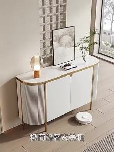 Sideboard Cabinet Light Luxury Entrance Shoe Cabinet Italian Minimalist Side Cabinet Sintered Stone Living Room Tea Cabinet Modern Minimalist Partition Storage Curio Cabinet