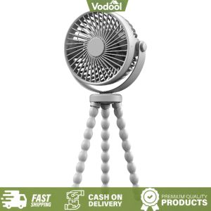 [VSC] Table Outdoor Cooler Neck Fan USB Charging 2000mAh Small Desktop Folding Fan 3 Speeds Outdoor Baby Stroller Handheld Fan Mute Small Octopus Fan