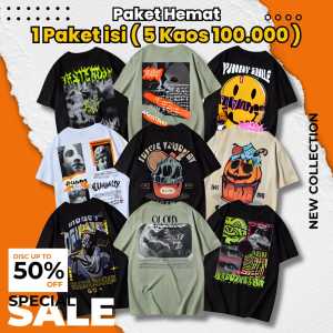 promo kaos pria 100rb dapat 5 kaos distro prie dewasa lengan pendek