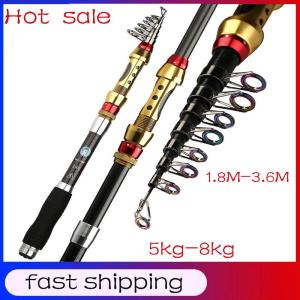 1.8M -3.6M Carbon Fiber Telescopic Fishing Rod Carp feeder Hard Travel Spinning Fishing Pole Reel Fish Tackle