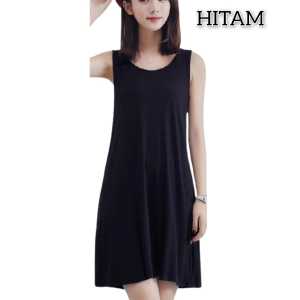 BELLINO - Longdress Singlet Midi Tali Lebar Wanita Premium Quality Fit XXL Jumbo Size / Tanktop Cewek Singlet Model Panjang Tunik JUMBO Bahan Adem Super Soft Longdress Dalaman Gamis Polos Berkualitas