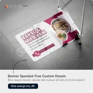 PRINT CETAK SPANDUK BANNER BAKSO & MIE AYAM WARNA PUTIH FREE DESAIN
