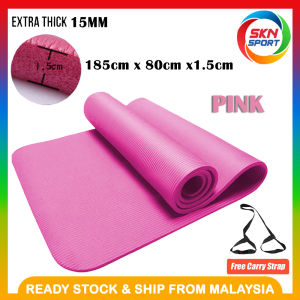 SKN SPORTS 1518590 15mm Extra Thick Extra Large Multi-Function Exercise Yoga Mat Non-Slip Extra Thick (185cm x 90cm x15mm)