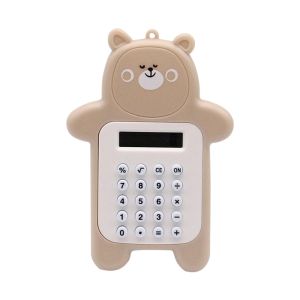 NOBLEE Hình con gấu Máy tính mini Pin Hiển thị 8 chữ số Máy tính dành cho học sinh Dễ thương Mini Máy tính khoa học Quà tặng học sinh