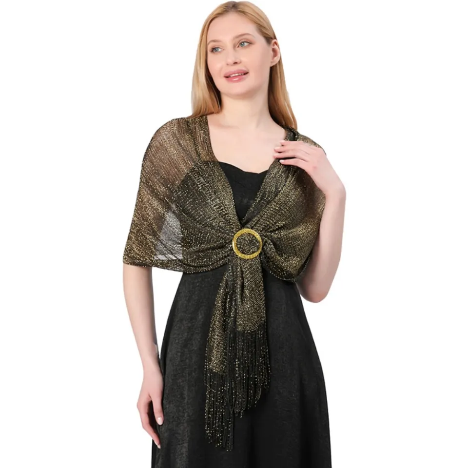 Gold shawl for evening cheap dress