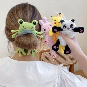 HUIHEYU Sweet Simple Women Panda Elastic Animal Kids Hair Rope Cartoon Plush Scrunchies Female Hair Ties Korean Style Headwear