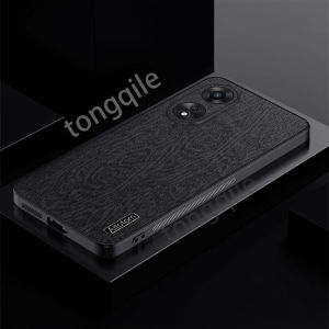 Case For OPPO A18 A38 A58 A78 A98 5G 4G 2024 2023 Phone Casing Back Cover Shockproof Bumper Wood Texture Leather Simple Fashion Soft TPU Edge All Include