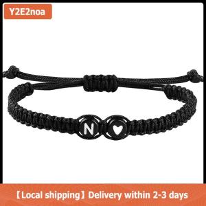 【Local shipping】 26 Letters Initial Heart Bracelets Handmade Adjustable A-Z Name Braided Bracelets For Women Men Friendship Jewelry Gifts