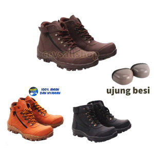 Sepatu boot  pria morisey safety resleting jaminan uang kembali 100 % free box dus