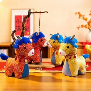 OTYRF Soft Plush Goat Doll Collectible Cartoon Mascot Ornament Cute Zodiac Sheep Gift Stuffed Sheep Animal Daily