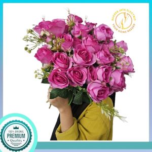Bunga Hias Mawar Pastel Premium 7 Kuntum / Artificial Premium 7 Head Pastel Rose