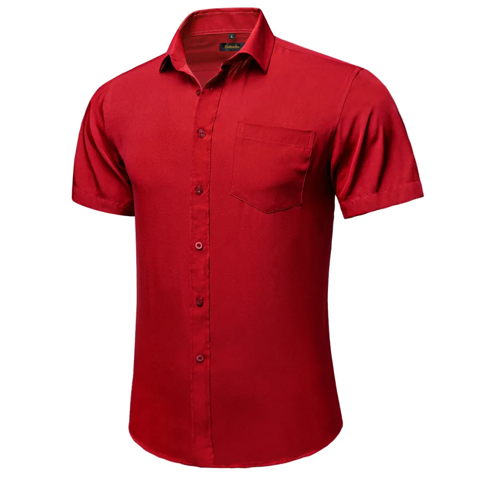 polo for men formal attire long sleeve Fashion Red Luxury Shirt
