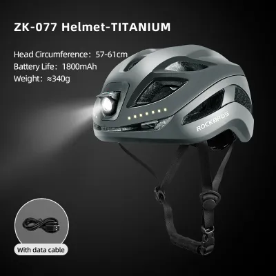 ROCKBROS Cycling Helmets Universal Adjustable Front Rear Lights Safe Night Riding 57-61cm Head Circumference Bike Helmets