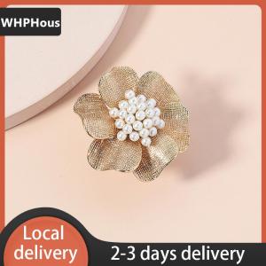 [COD] WHPHous Ship within 24 hours Pearl Big Flowers Joint Rings For Women Vintage Metal Adjustable Ring Bridal Wedding Party Jewelry Gift