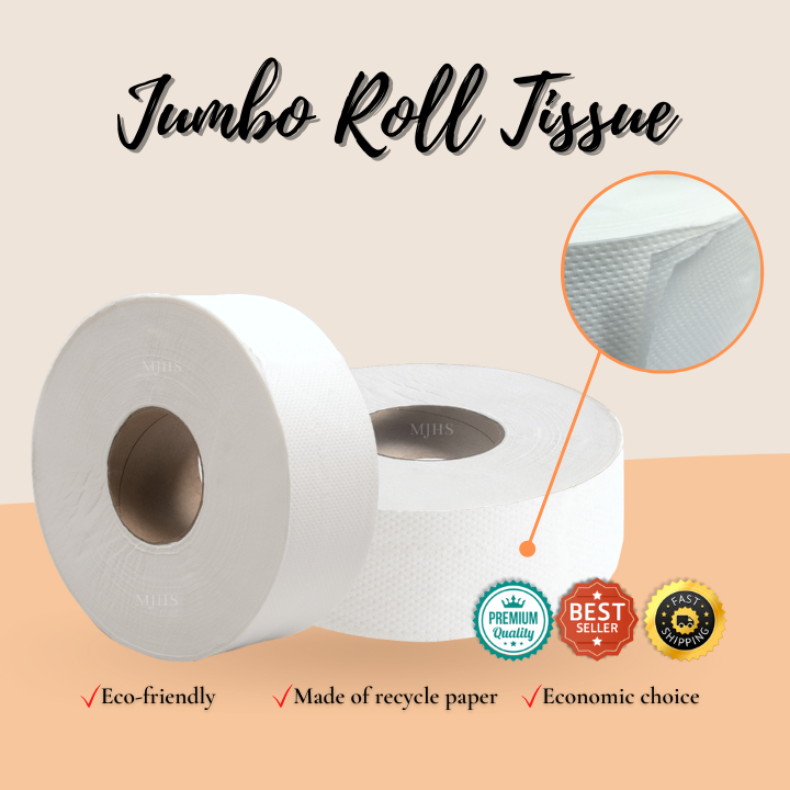 【4 Rolls】Thick Jumbo Roll Tissue Paper Recycle Toilet Roll Tisu Jumbo Tandas Jamban Roll JRT