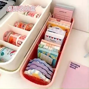 5 Grids Desktop Organizer Storage Box Large Capacity Office Storage Box Cosmetics Desktop Storage COD