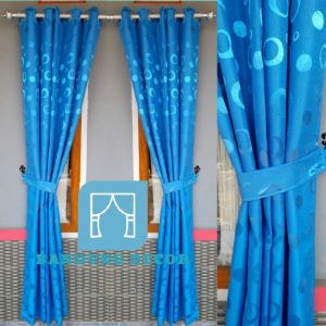 Gorden jendela | gorden embos polos | polkadot{ biru }| gorden minimalis | gorden | hordeng | tirai | jendela | pintu kamar korden | murah
