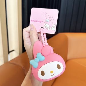【PRETTYG】Sanrio Mini Silicone Bag Pendant Coin Holder Cartoon Purses Earphone Storage Bag