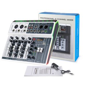 Audio mixer 4 channel  DS04 built-in 99DSP supports Bluetooth USB for microphone karaoke speakers