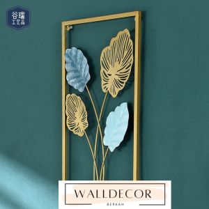 WB TERLARIS PREMIUM WALLDECOR BESI Hiasan Dinding Frame Metal Gold Daun Leaf Ginko