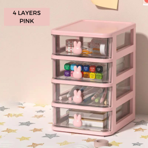 Z-Gadget⚡ Desktop Storage Box Rabbit Transparent Desktop Storage Drawer Desk Organizer Office Home Stationery Cosmetic Storage Box Laci Meja