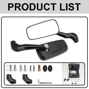 Pair Carbon Design Short Stem CNC Aluminum Alloy Rear View Mirrors Clear Lens Universal Motorcycle Mirrors