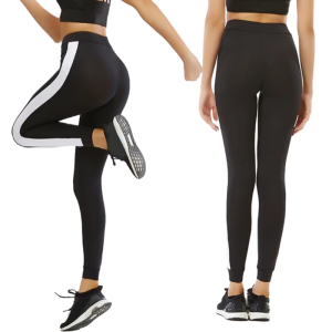 Phụ nữ bên sọc eo cao quần Yoga ôm bụng 4 cách quần legging co giãn màu tương phản quần cho chạy tập luyện