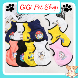 Quần áo ba lỗ vải tốt thú cưng cho chó mèo thoáng mát nhiều họa tiết dễ thương cute giao ngẫu nhiên - Gi Gi Pet Shop