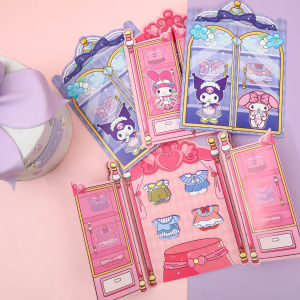 Sanrio Kuromi Cinnamoroll Quiet Book Kawaii DIY Sticker Games Scene Decorate Scrapbooking Stationery Supplies Children Stress Relief Toys Gift