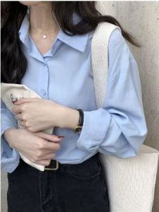 Kemeja Wanita Polos Lengan Panjang - Basic & Korean Style - Model Panjang Nyaman Sehari-hari