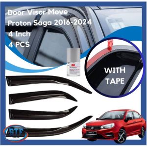 Proton SAGA VVT 2016-2025 MC2 MC3 /Saga Premier Door Visor Move /Rear Windscreen Visor Shark Wind Deflector (4PCS)