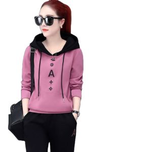 Bộ đồ thể thao mùa thu mùa xuân áo trùm đầu phong cách Hàn quốc
