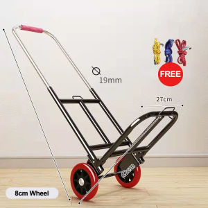🔥 PU Pulley Foldable Shopping Trolley Black Trolley Portable Folding Aluminium Goods Trolley