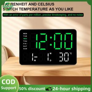 【HOSPORT】LED Digital Alarm Clock Electronic Wall Clock Large Number Display Bedside Alarm Clock Desk Alarm Clock for Home Office【1-3 days delivery】