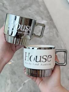 Cốc sứ inox phong cách Bắc Âu có nắp và thìa cốc nước cao cấp dành cho cặp đôi cốc cà phê phong cách Mỹ.