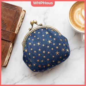 WHPHous Women Denim Mini Purse Small Star Coin Wallet Buckle Clasp Change Bag Lightweight Portable for Quick Errands