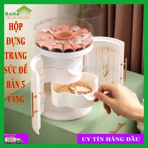HỘP ĐỰNG TRANG SỨC ĐỂ BÀN 5 TẦNG "BAHAMAR" Thiết kế Hình Trụ có 4 tầng ngăn kéo đủ lớn để đựng dây chuyền vòng tay nhẫn bông tai vòng xích trâm cài đầu và các đồ trang sức khác.
